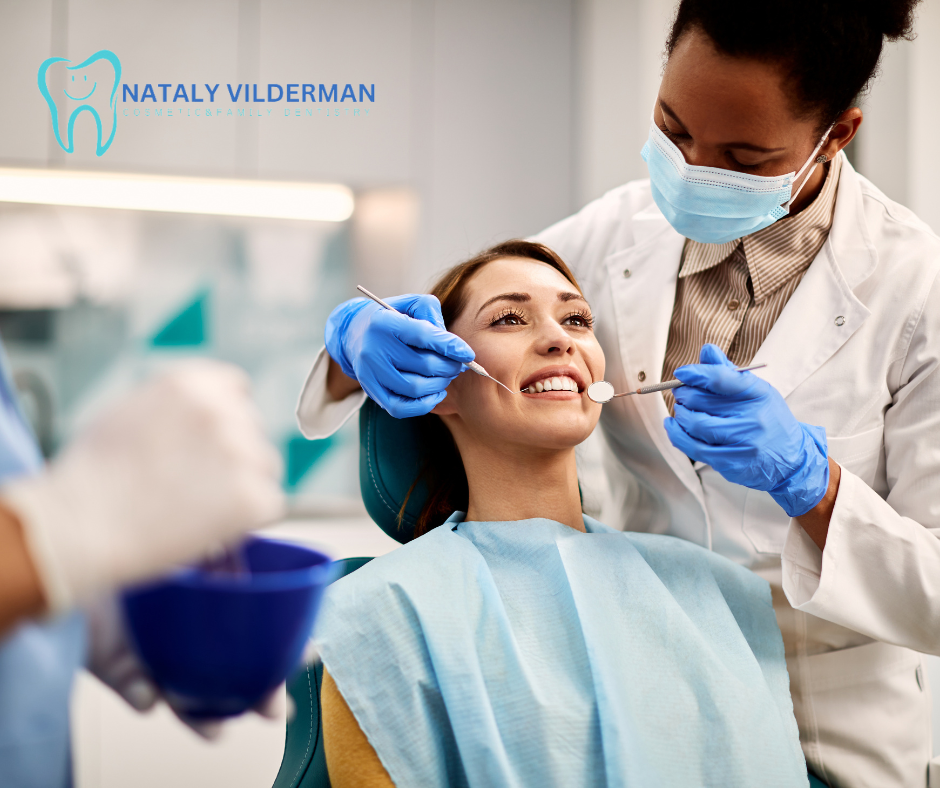 woman undergoing cosmetic dental procedure